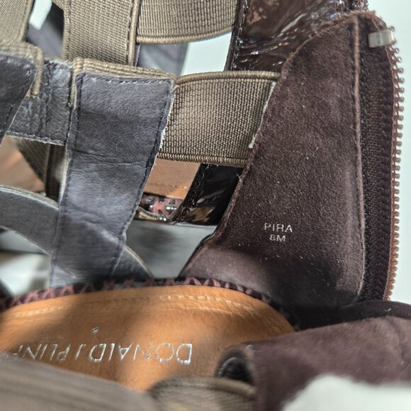 DONALD J PLINER Pira BROWN Watersnake & Stretchy Strappy Ankle Wedge Sandals 8M. - Picture 14 of 17